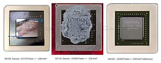 Chip-Flächen-Vergleich nVidia GK106 vs. GF116 vs. GK104